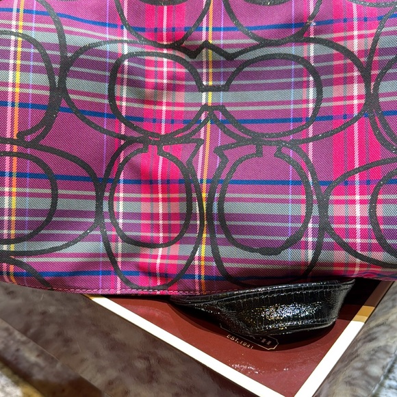Coach -Like New! Pink black plaid purse:bag in original box! - Picture 8 of 9
